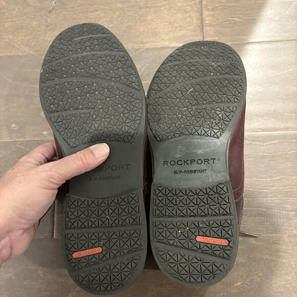 Rockport Shoes Mens Size 9.5 Burgundy Waterproof Slip Resistant Leather Wingtip - Picture 8 of 12